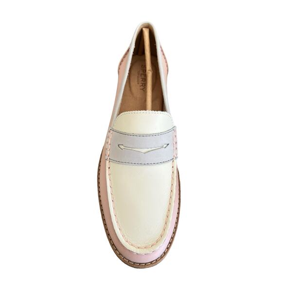 Sperry Womens Seaport Penny Loafer In Blush Ivory Gray Leather Size 8.5 - Picture 5 of 14